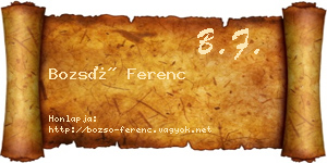 Bozsó Ferenc névjegykártya